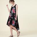  SALE!  Last Piece - Size S - only -Love Kuza - Made in USA - Black Floral Drop-Waist Dress
