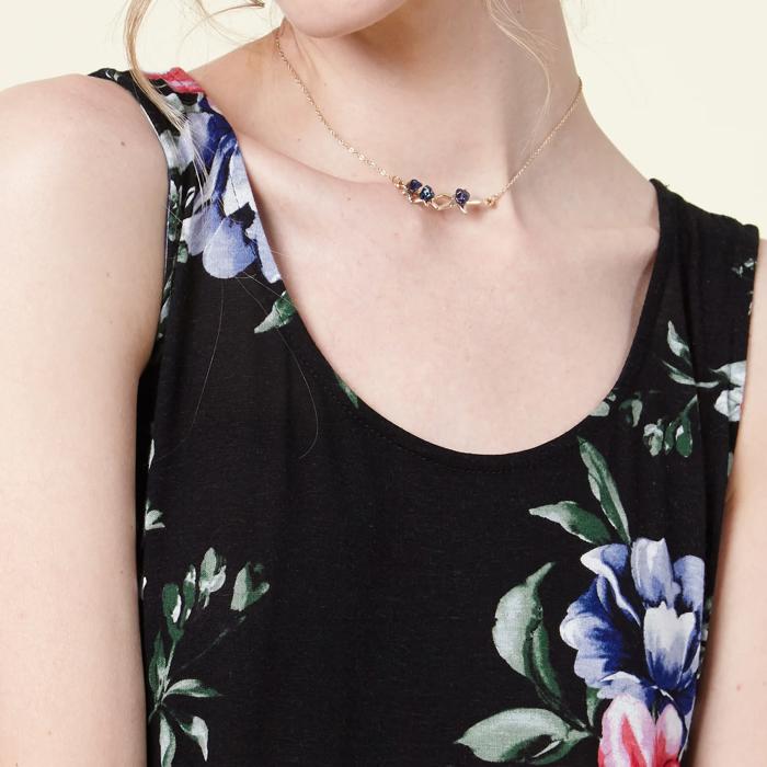 SALE!  Last Piece - Size S - only -Love Kuza - Made in USA - Black Floral Drop-Waist Dress
