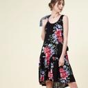  SALE!  Last Piece - Size S - only -Love Kuza - Made in USA - Black Floral Drop-Waist Dress