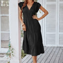 Black Small Love Kuza Ruffled Grace Midi Dress