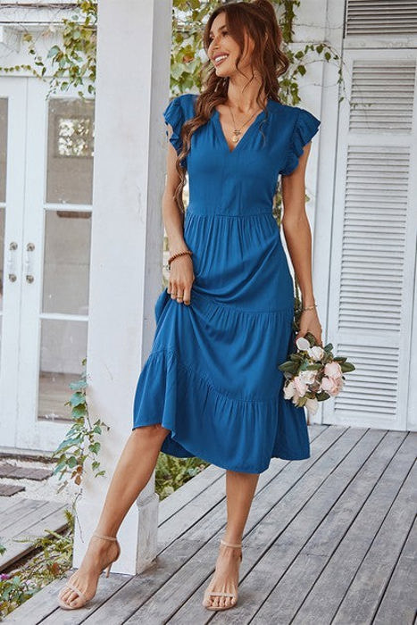 Love Kuza Ruffled Grace Midi Dress