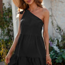 Black Small Love Kuza One-Shoulder Charm Dress