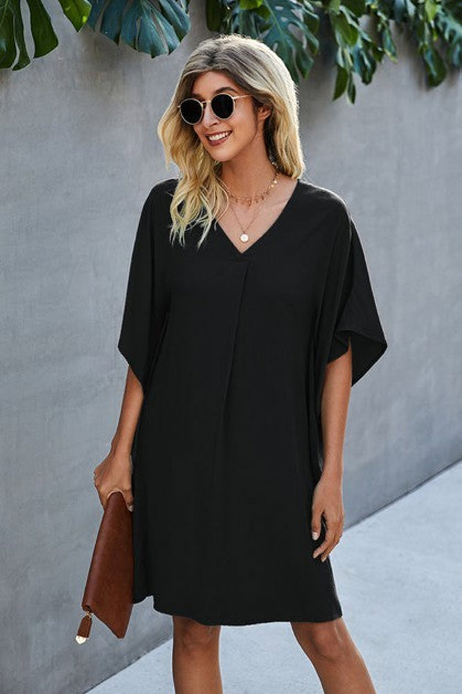 Love Kuza V Neck Dolman Sleeves Dress