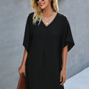 Black Size 2 Love Kuza V Neck Dolman Sleeves Dress