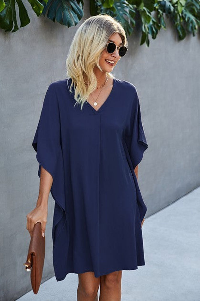 Love Kuza V Neck Dolman Sleeves Dress