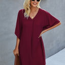 Wine Size 2 Love Kuza V Neck Dolman Sleeves Dress