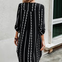 Black Small Love Kuza Geo Striped Tab Sleeve Tunic Dress