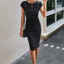 Black Small Love Kuza Knotty Chic Cap Sleeve Midi