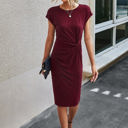 Wine Small Love Kuza Knotty Chic Cap Sleeve Midi