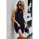 Navy Size 6 Love Kuza Chic Whisper Mock Neck Dress