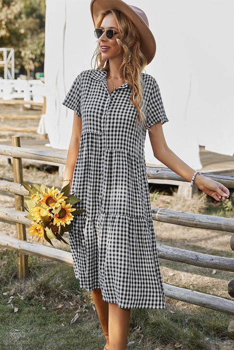 Love Kuza Checkered Charm Midi Dress