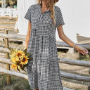 Black Large Love Kuza Checkered Charm Midi Dress