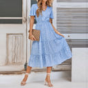 Light Blue Medium Love Kuza Fluttering Dots Tiered Dress