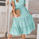 Light Green Small Love Kuza Fluttering Dots Tiered Dress