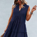 Navy Small Love Kuza Verve V-Neck Tiered Dress