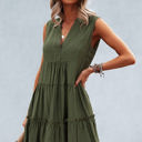 Olive Small Love Kuza Verve V-Neck Tiered Dress