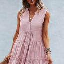 Pink Small Love Kuza Verve V-Neck Tiered Dress