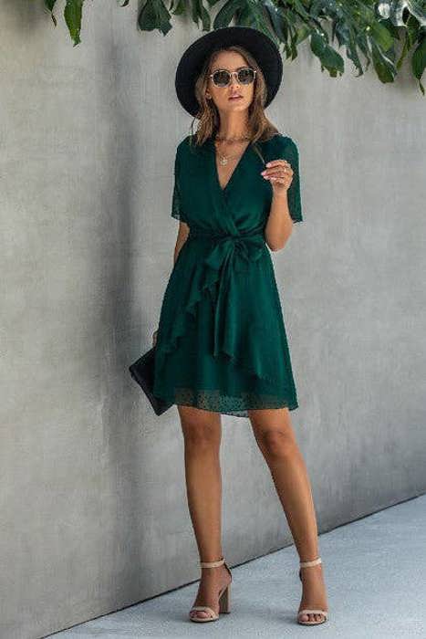 Love Kuza Ruffle Romance Wrap Dress