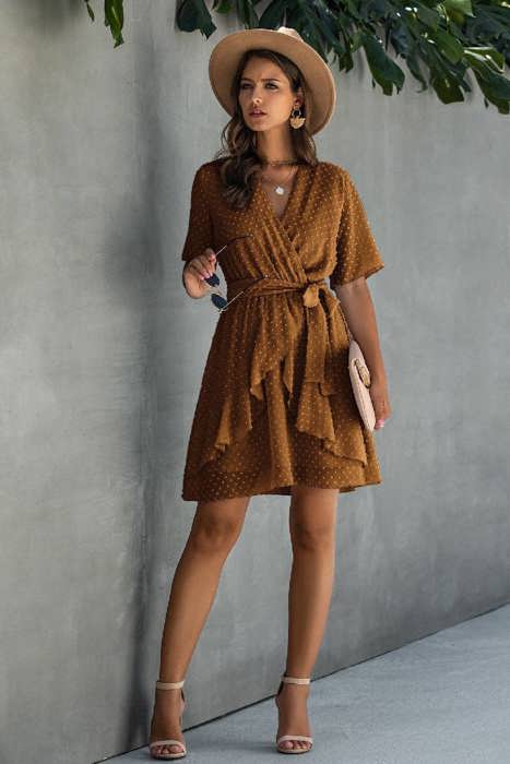 Love Kuza Ruffle Romance Wrap Dress