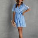 SKY BLUE Small Love Kuza Ruffle Romance Wrap Dress