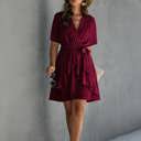 WINE Small Love Kuza Ruffle Romance Wrap Dress