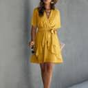 Yellow Small Love Kuza Ruffle Romance Wrap Dress