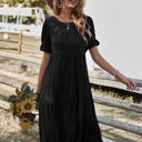 Black Size 6 Love Kuza Bell Sleeves Easy Tiered Midi Dress