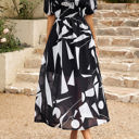 Black XL Love Kuza Bold Prints Puffy Sleeves Midi Dress