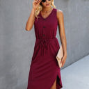 Wine Small Love Kuza Breezy Charm Pocket Midi Dress