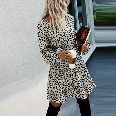 Love Kuza Abstract Dots Long Sleeve Dress 