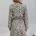 Beige Black Dot Medium Love Kuza Abstract Dots Long Sleeve Dress 