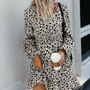 Beige Black Dot XL Love Kuza Abstract Dots Long Sleeve Dress 