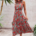 Red Small Love Kuza Blooming Asymmetry Midi Dress