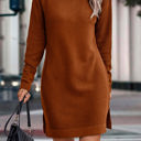 Brown Size 2 Love Kuza Turtleneck Cozy Sweater Dress