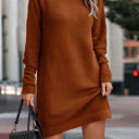 Brown Size 2 Love Kuza Turtleneck Cozy Sweater Dress