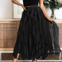 Black Small Love Kuza Tulle Tulle Tiered Maxi Skirt