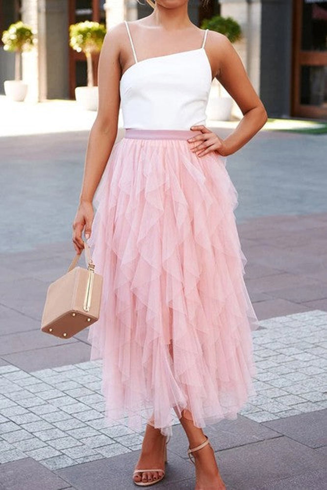 Love Kuza Tulle Tulle Tiered Maxi Skirt