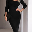 Black XL Love Kuza Square Neck Easy Midi Dress