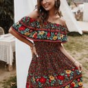 Black Size 2 Love Kuza Bohemian Bloom Border Dress