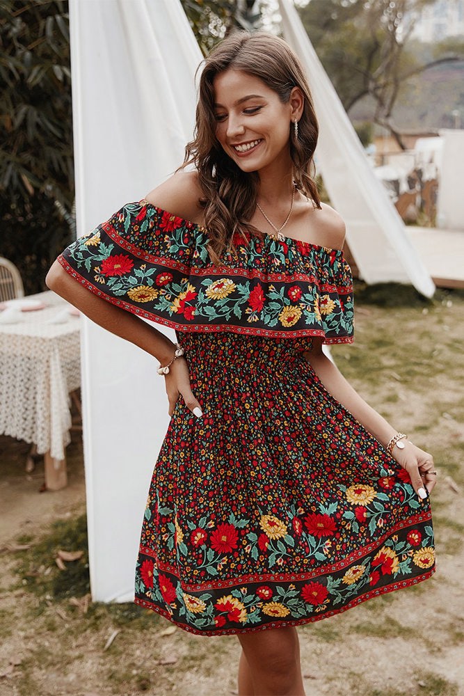 Love Kuza Bohemian Bloom Border Dress