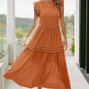 Orange Small Love Kuza Chevron Delight Midi Dress