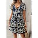 Navy Large Love Kuza Floral Tassel Tiered Dress