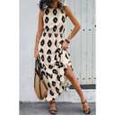 Beige Medium Love Kuza Geo Almond Elegance Maxi Dress