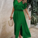 Green Small Love Kuza Ruffle Radiance Midi Dress