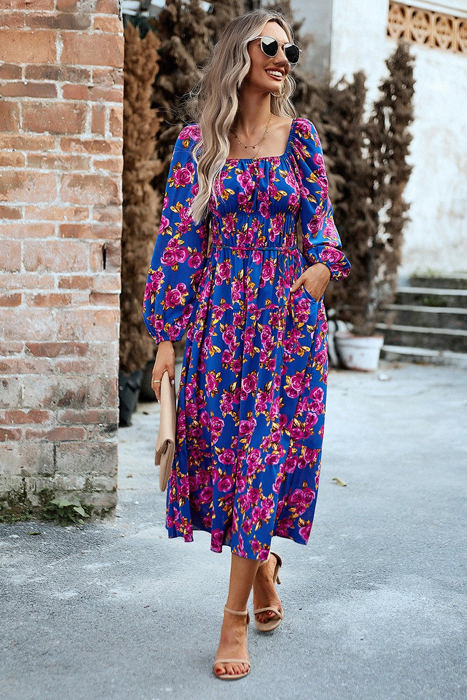 Love Kuza Elegant Flora Midi Dress