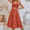 Wine Medium Love Kuza Petal Charm Midi Dress