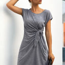 Light Grey Medium Love Kuza Knottingly Chic T-Shirt Dress