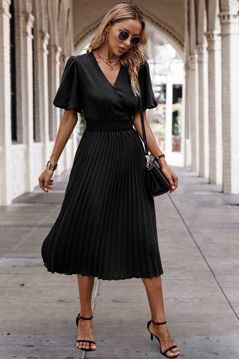 Love Kuza Graceful Pleats Midi Dress