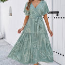 Light Green Large Love Kuza Floral Rhythm Wrap Dress