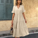 Beige XL Love Kuza Sunset Stroll Tiered Midi Dress